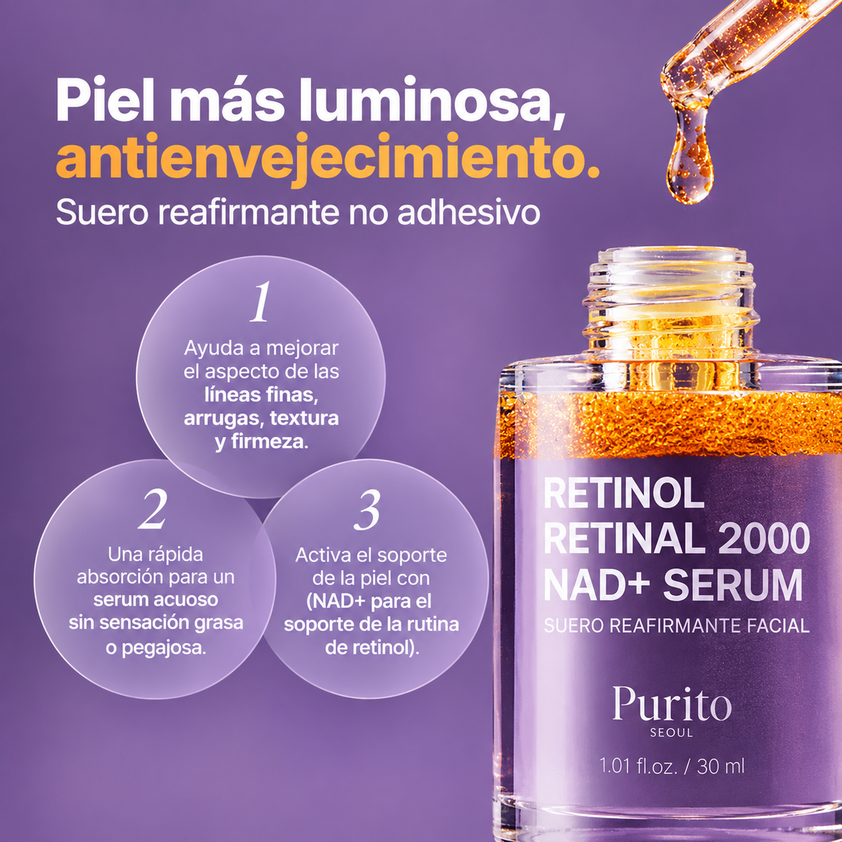 Sérum Retinol Retinal 2000 NAD+ Serum Purito Seoul – Líneas, firmeza y textura