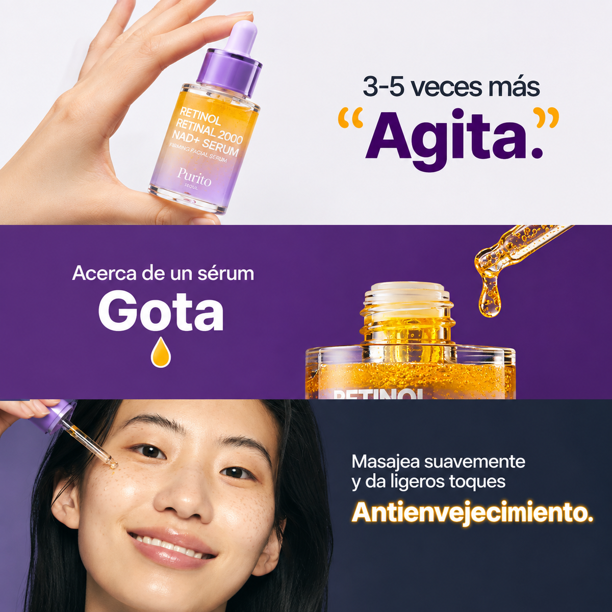 Sérum Retinol Retinal 2000 NAD+ Serum Purito Seoul – Líneas, firmeza y textura