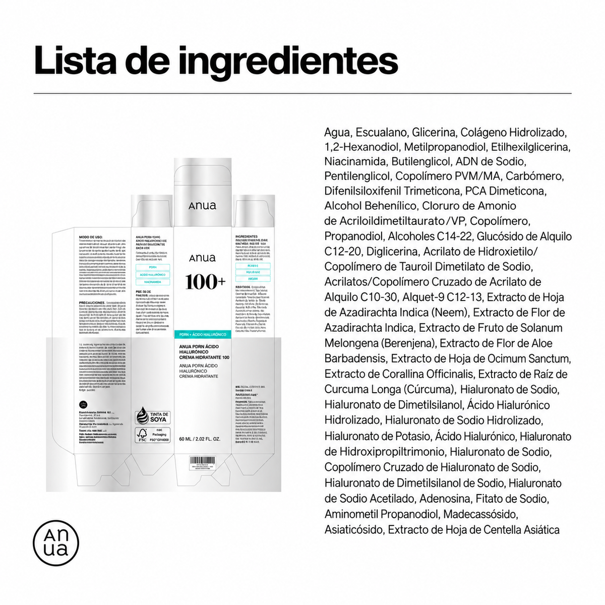 Crema PDRN Hyaluronic Acid 100 Moisturizing Cream Anua – Hidratación y glow 60 ml