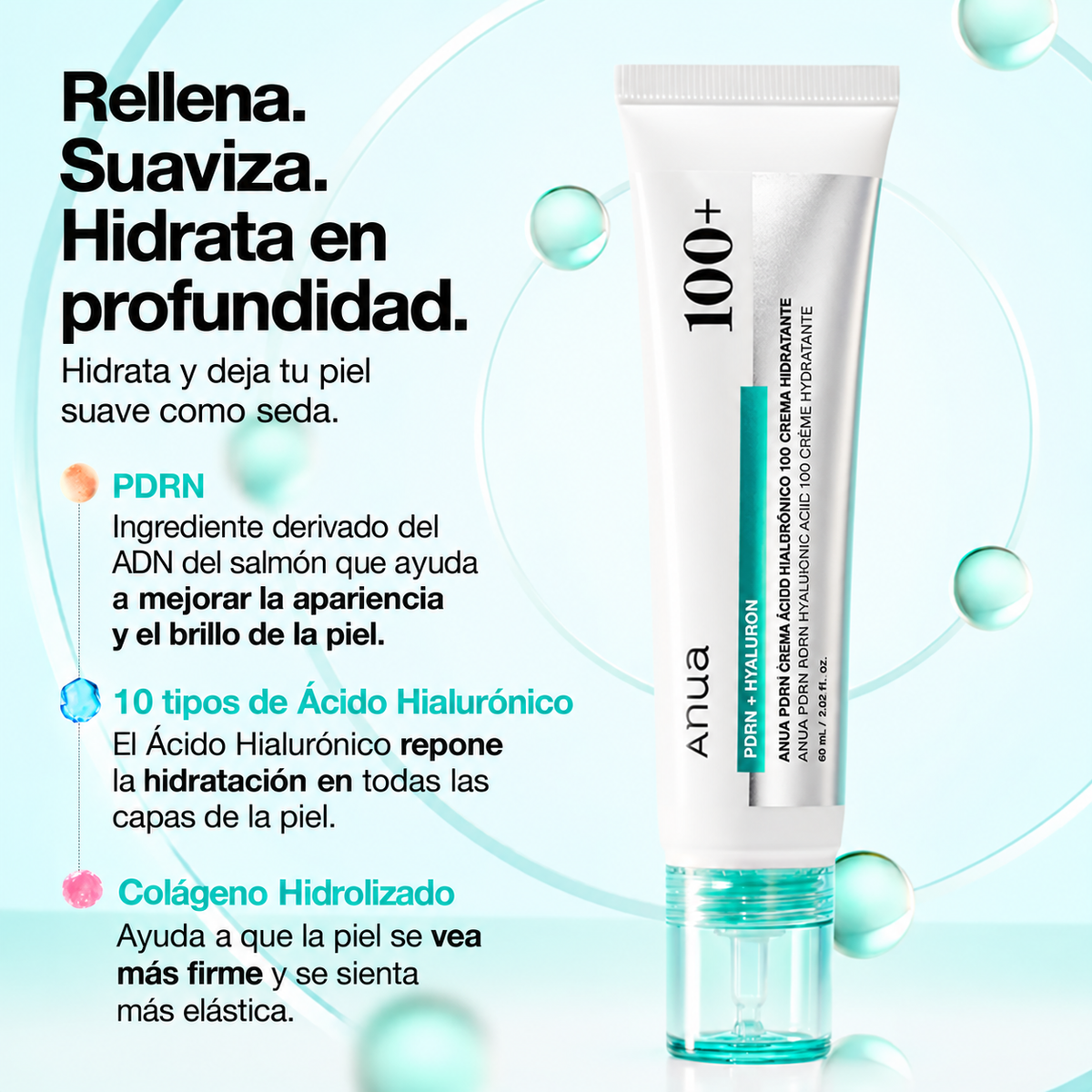 Crema PDRN Hyaluronic Acid 100 Moisturizing Cream Anua – Hidratación y glow 60 ml