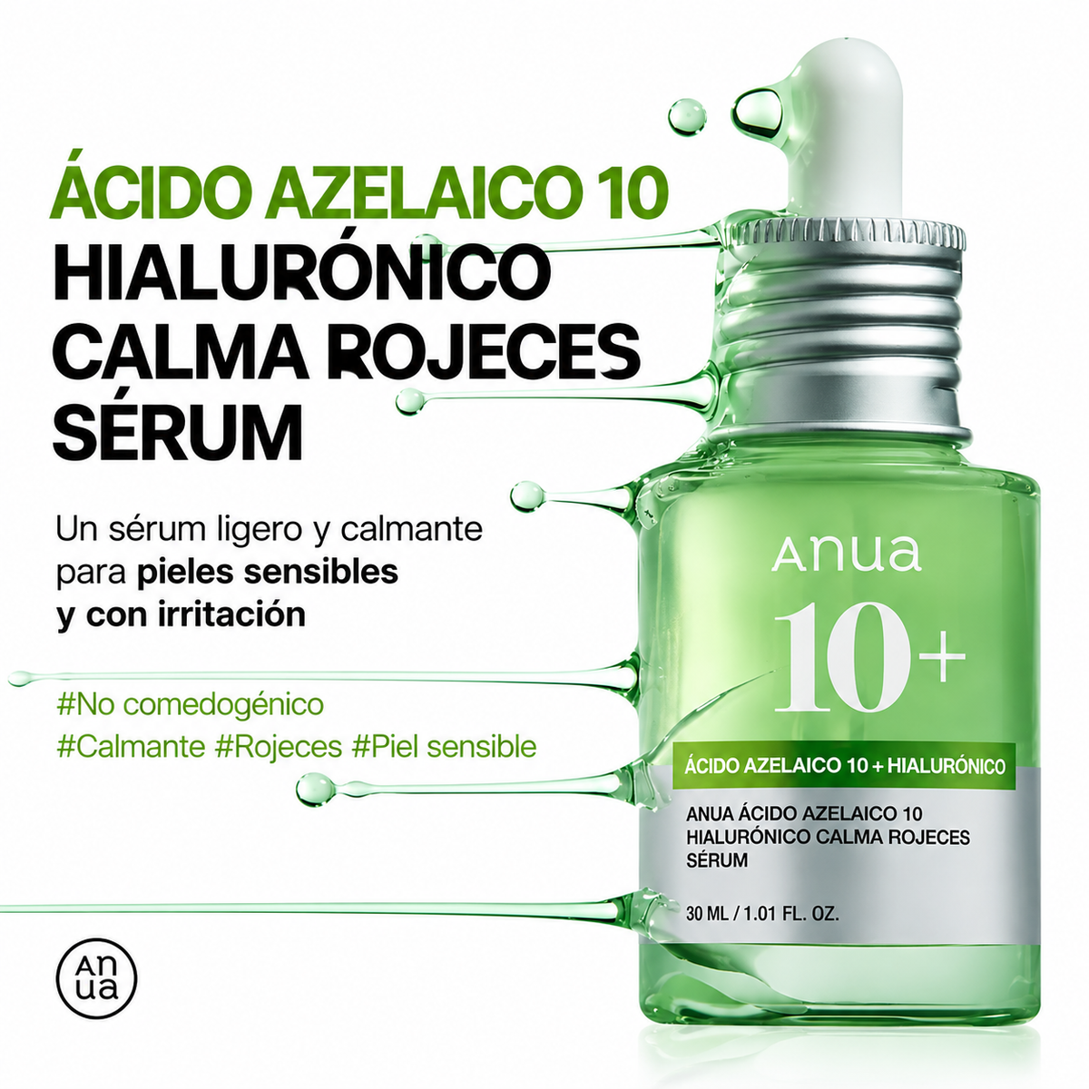 Sérum Azelaic Acid 10 Hyaluron Anua – Rojeces, brotes y piel sensible 30 ml